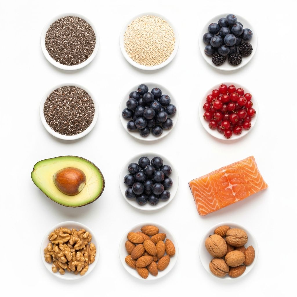 Infografika przedstawiająca różne składniki odżywcze